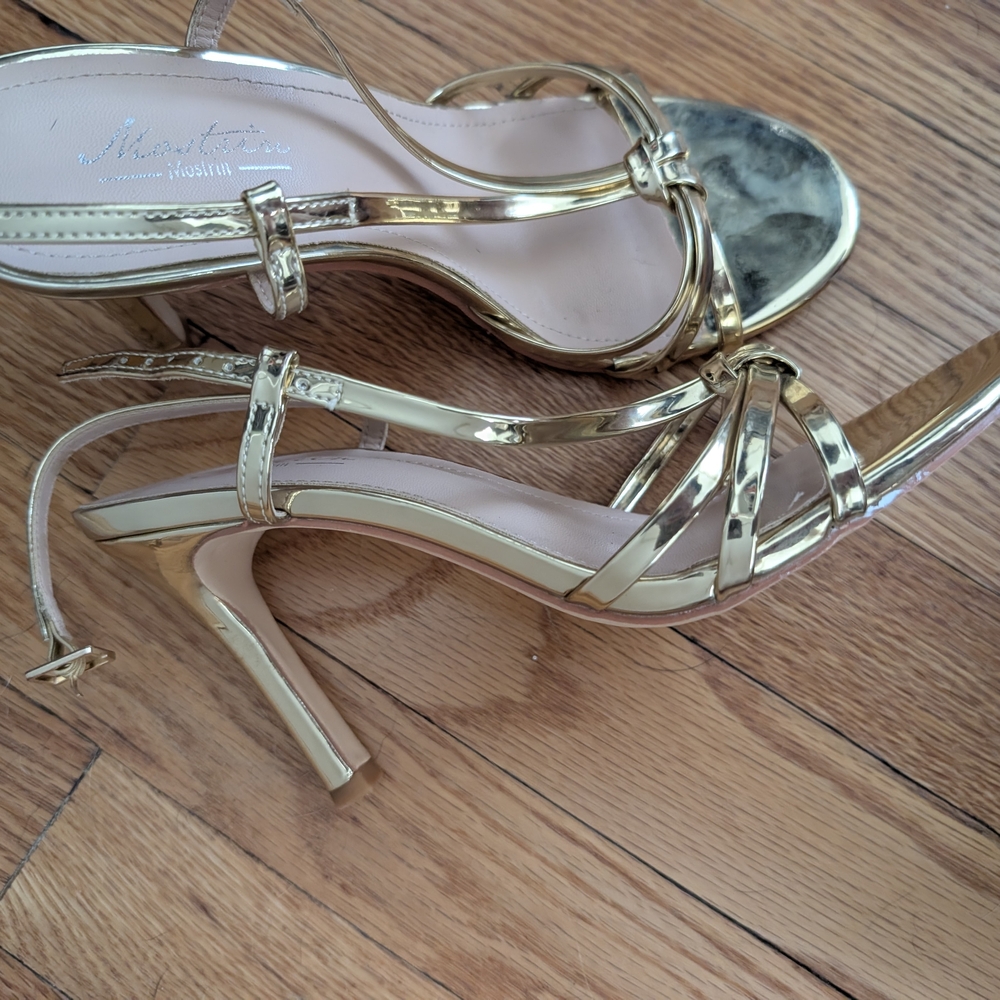 Gold Metallic Strappy Slingback Sandals - Women - Picture 2 of 2
